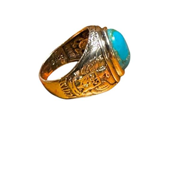 Fashion jewelry imitation turquoise and silver tone Ring size 8 - Picture 2 of 6